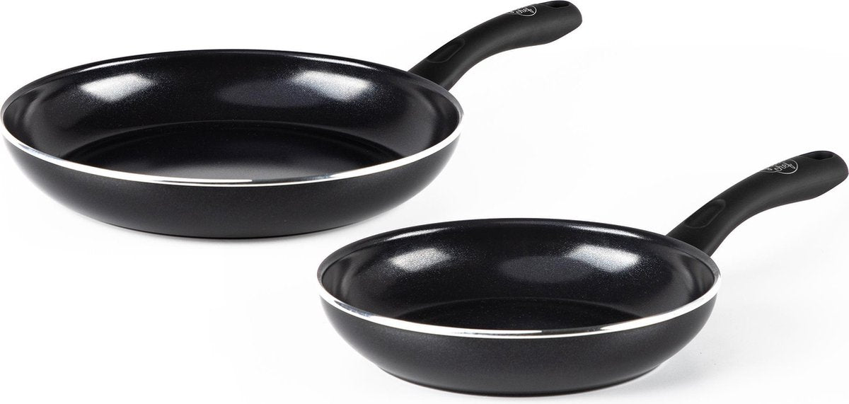 Greenchef Diamond Bratpfannenset 2-teilig – 20 x 28 cm – PFAS-freie Antihaftbeschichtung – Induktionspfannenset – Keramikpfanne – ofenfest bis 160 °C – Kühlgriff – Schwarz