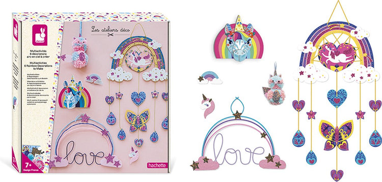 Janod – Les Ateliers Deco – Bastelset mit 6 Regenbogendekorationen