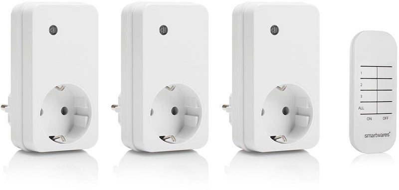 Smartwares sh4-99573 Schalterset – 4-teilig – Plug Connect – 3 Funkstecker mit Fernbedienung – nur für die Niederlande geeignet