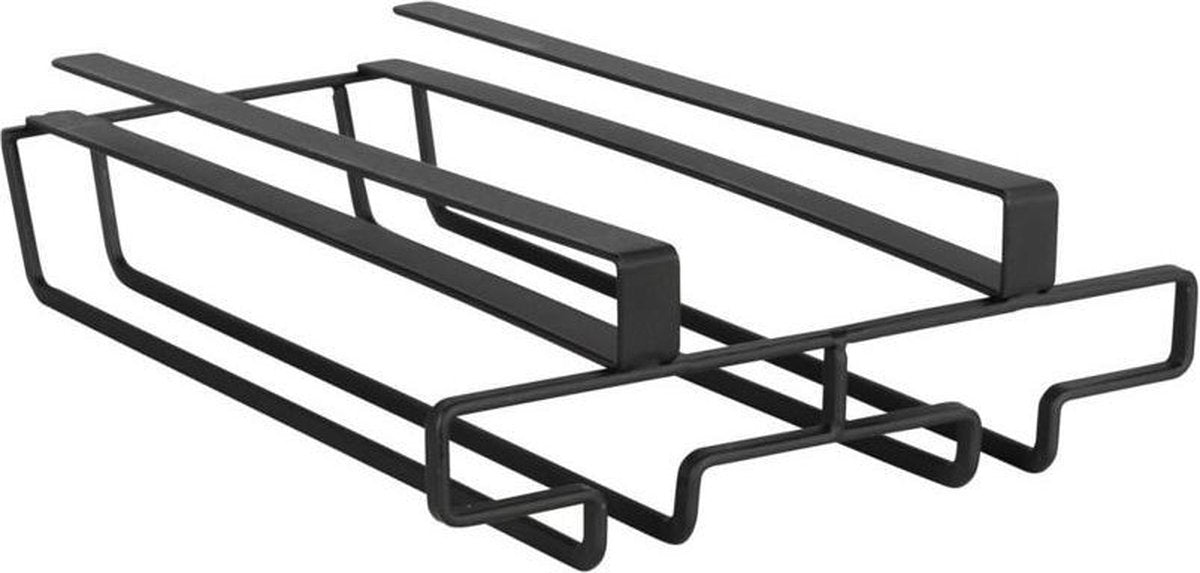Wenko Weinglashalter Klea Schwarz Stahl 70x28cm für 6 Gläser mit Anti-Rutsch - Küchenregal für Weingläser - Weinglasregal hängend - Montage ohne Bohren