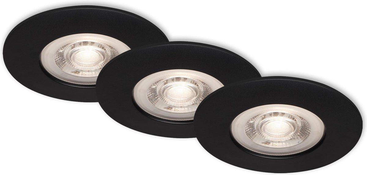 Briloner - LED-Einbaustrahler - 3er-Set - dimmbar - Schwarz - 5W - IP44 - 3.000 K