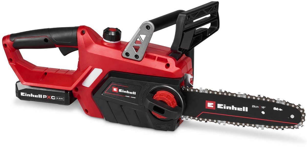 Einhell Akku-Kettensäge GE-LC 18 25-1 Li Kit – Power X-Change – 18 V Li-Ion – Schwertlänge: 25 cm – max. Schnittlänge: 23 cm - Kettengeschwindigkeit: 4,5 m s - inkl. 1x 2,5 Ah Akku und Ladegerät
