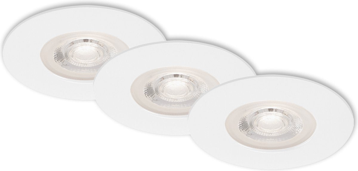 Briloner – Set mit 3 LED-Einbaustrahlern – dimmbar – Badezimmerbeleuchtung – ø9 cm – IP44 – 5 W – 460 lm – 3.000 K – Weiß