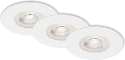Briloner – Set mit 3 LED-Einbaustrahlern – dimmbar – Badezimmerbeleuchtung – ø9 cm – IP44 – 5 W – 460 lm – 3.000 K – Weiß