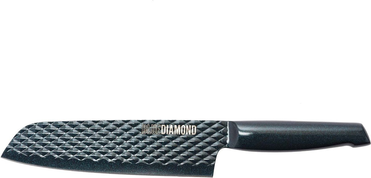 Blaues Diamant-Santokumesser – 18 cm – 100er-Stahl – antihaftbeschichtet – spülmaschinenfest