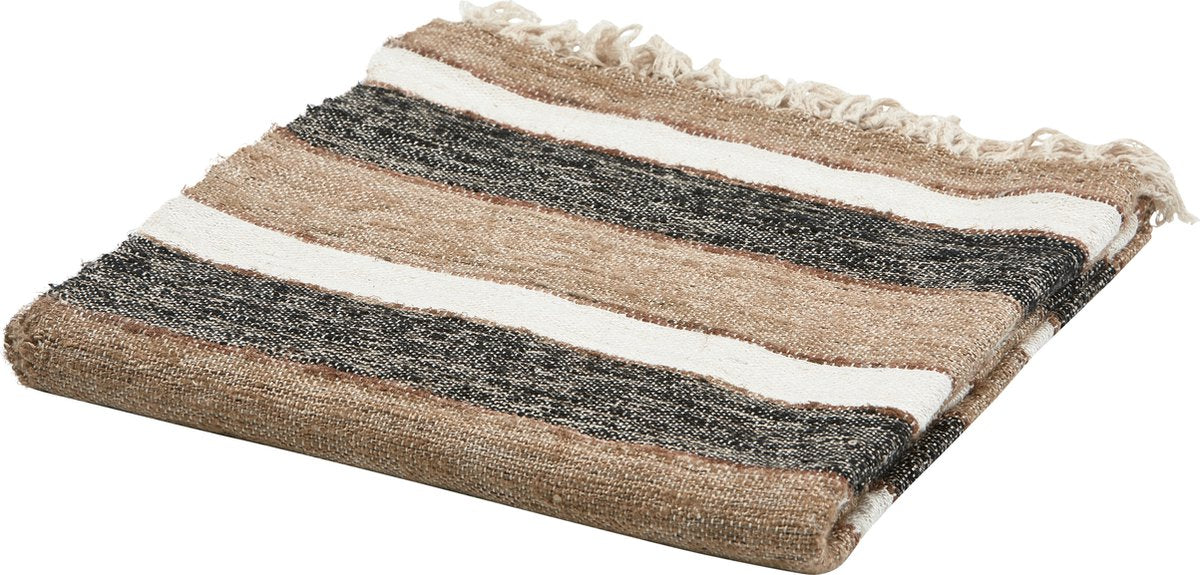 Woood Beek Plaid – Baumwolle – Schwarz Natur – 130 x 170 x 1,5 cm