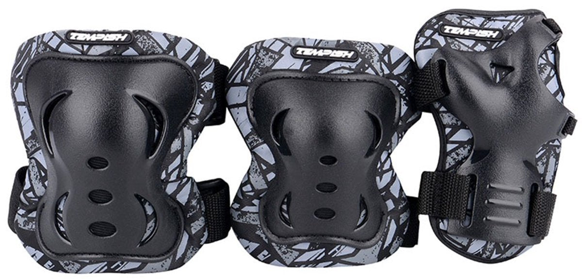 Tempish Skate-Schutzset für Erwachsene – Knie-Ellenbogen-Handgelenkschützer – Schwarz – Größe XL