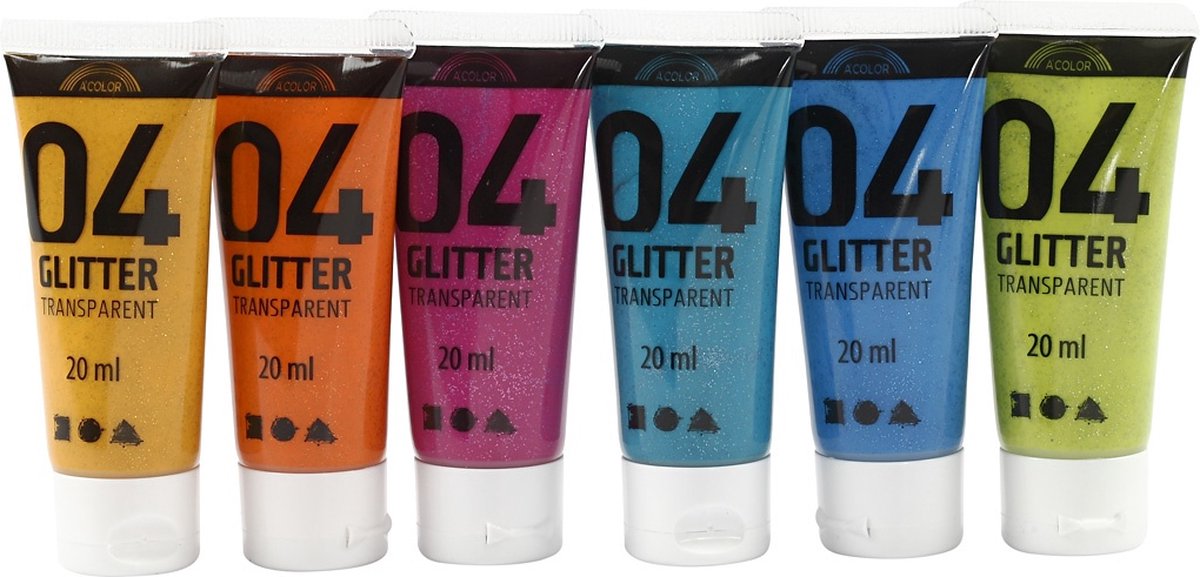 Creativ Company Children's Acrylfarbe Glitzerfarbe, 6x20ml