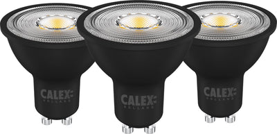 Calex LED-Lampe – 3 Stück – 3x gu10-Spot – Einbaustrahler – dimmbar – schwarz – warmweißes Licht – 5 W