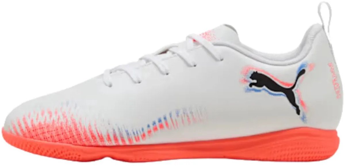 Puma Future 8 Play It Jr Unisex-Sportschuhe – Weiß-Schwarz-Leuchtrot