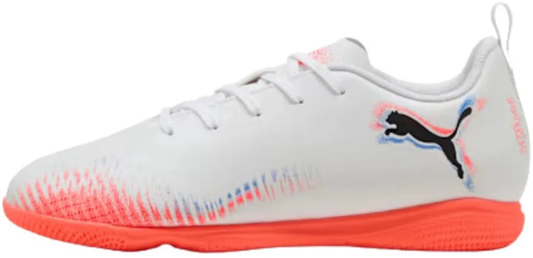 Puma Future 8 Play It Jr Unisex-Sportschuhe – Weiß-Schwarz-Leuchtrot