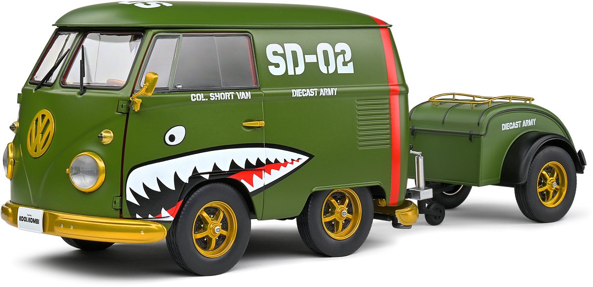 Keine Automarke Volkswagen Kool Kombi Army Fighter Solido Modellauto 1:18 2023 S1810901 Maßstabsmodell