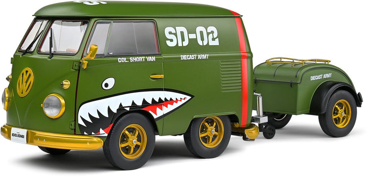 Keine Automarke Volkswagen Kool Kombi Army Fighter Solido Modellauto 1:18 2023 S1810901 Maßstabsmodell