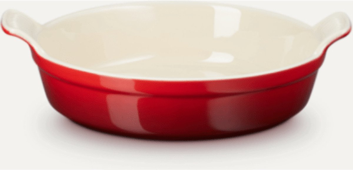 Le Creuset - Steingut - Auflaufform - 24 cm 6,3 cm hoch - rund - Kirschrot