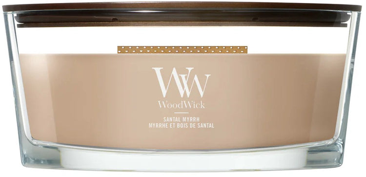Woodwick Heartwick Flame Ellipse Duftkerze – Santal Myrrhe – 50 Brennstunden