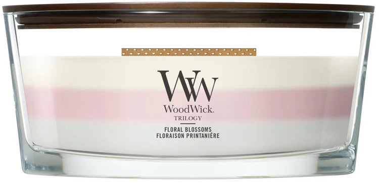 Woodwick Hearthwick – Trilogy Floral Blossoms – Ellipsen-Duftkerze – 50 Brennstunden