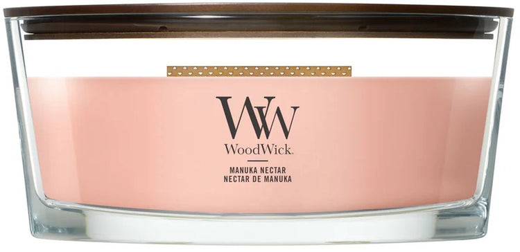 Woodwick Heartwick Flame Ellipse Duftkerze – Manuka-Nektar – 50 Brennstunden
