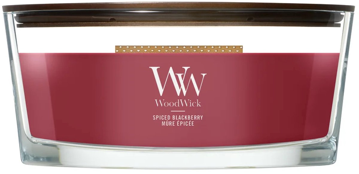Woodwick Heartwick Flame Ellipse Duftkerze – Gewürzte Brombeere – 50 Brennstunden