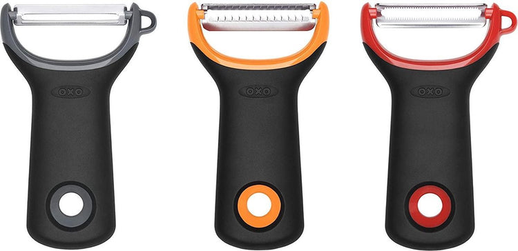 Oxo 3-teiliges Schälset – Kartoffelschäler – Julienne-Schneider – Tomatenschäler – Komfortgriff – japanischer Edelstahl