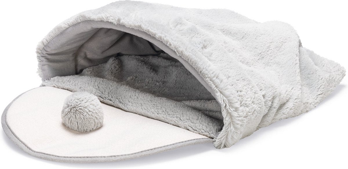Beeztees Kätzchen-Spieltasche Hakuna – Katzenspielzeug – Plüsch – Grau – 50 x 40 x 15 cm