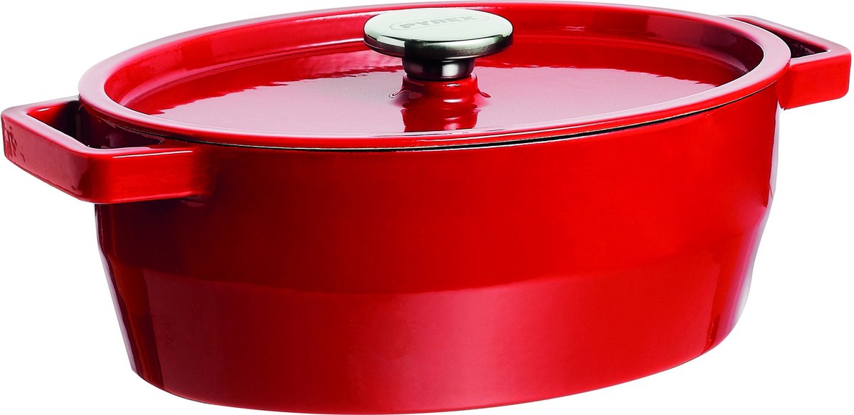 Pyrex Schmortopf oval – Gusseisen – 5,8 Liter – rot