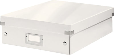 Leitz wow click store mittelgroße Aufbewahrungsbox – 85 % recycelter Karton – platzsparende Sortierbox mit Fächern – 28,1 x 10 x 37 cm (BxHxT) – weiß