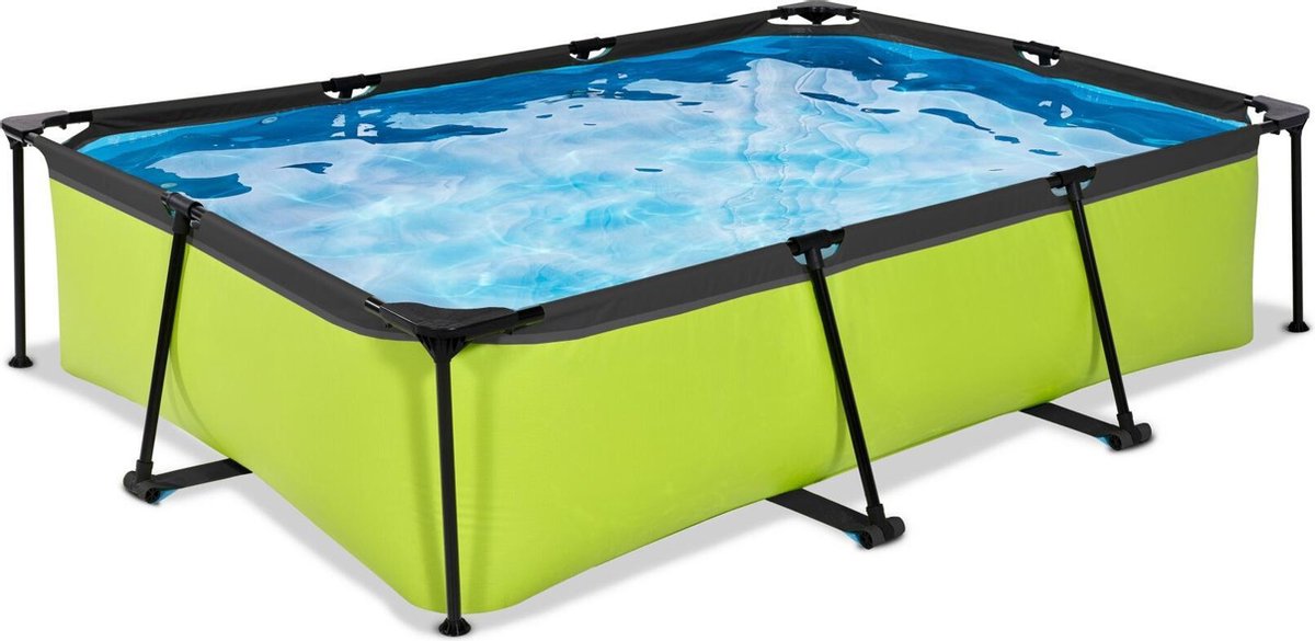 Exit Toys Exit Kalkrahmenpool 300 x 200 x 65 cm – oberirdischer Pool – mit Filterpumpe – rechteckig – grün