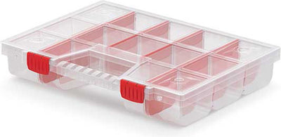 Kistenberg Sortierbox Fächer Koffer – Nägel Schrauben Kleinteile – 12 Fächer – Kunststoff – transparent – 39 x 29 x 6,5 cm