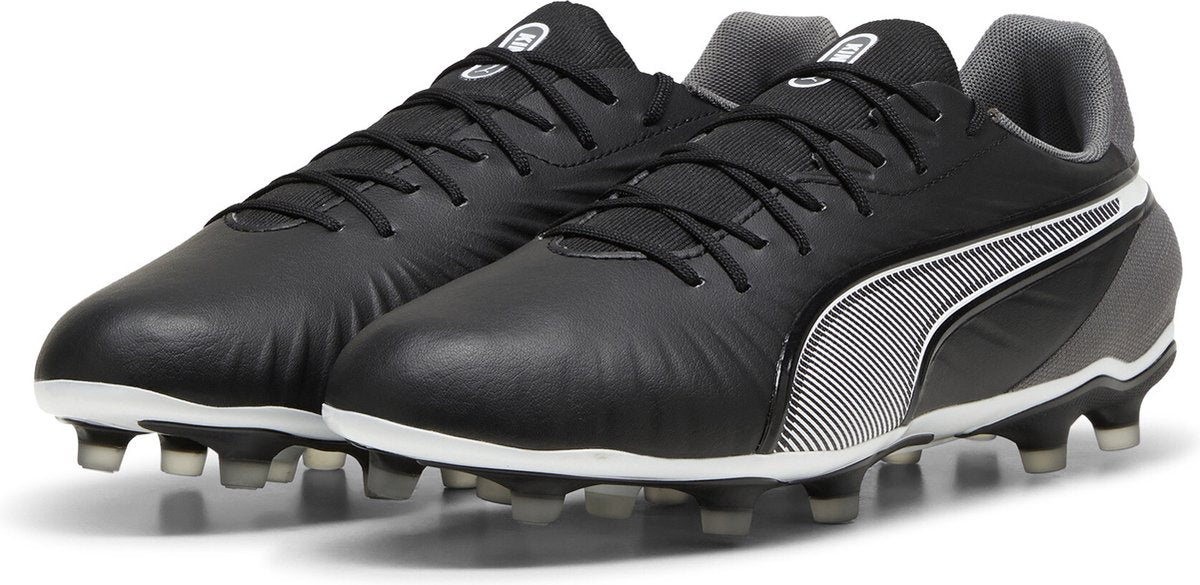 Puma King Match FG AG Unisex-Sportschuhe - Schwarz-Weiß-Cool Dark Grey