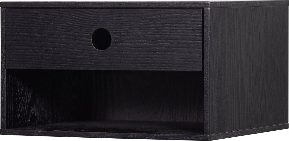 Woood Nancy hängender Nachttisch – MDF – Schwarz – 20 x 34 x 30