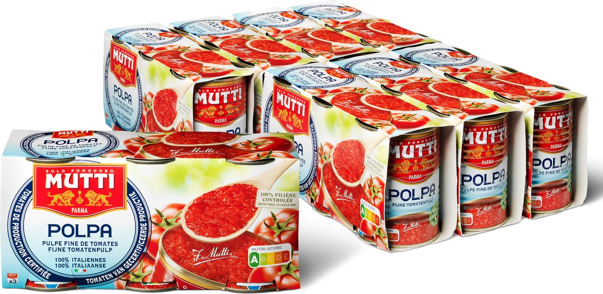 Mutti Polpa fein gehackte Tomatenwürfel – Multipack – 8 x 3 Dosen à 400 g