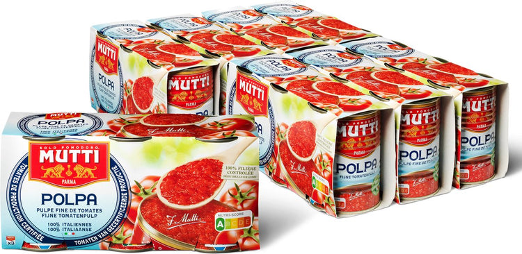 Mutti Polpa fein gehackte Tomatenwürfel – Multipack – 8 x 3 Dosen à 400 g