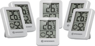Bresser Thermo- und Hygrometer - 6er-Set - Weiß - Temperatur und Luftfeuchtigkeit