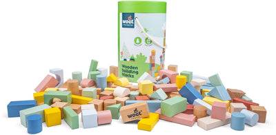 Woet® Holzbausteine-Set – 100-teilige Bausteinbox – FSC – Lernspielzeug – regt die Kreativität an – ab 18 Monaten