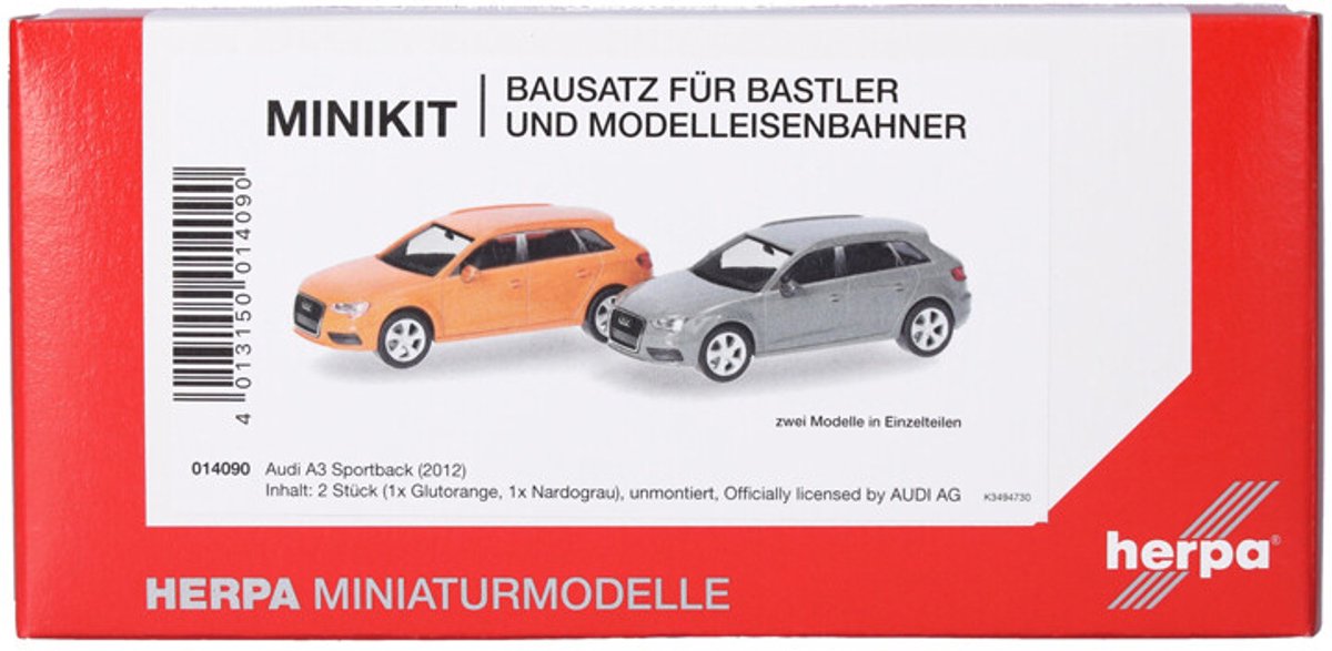 Herpa Audi A3 (2012), Orangegrau (Mini-Kit 2 Stk.)