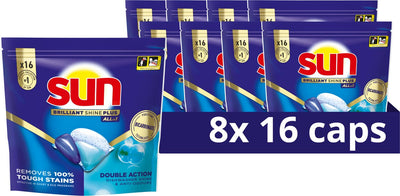 Sun - Geschirrspültabs - Brilliant Shine Plus - All-in 1 - 128 Kapseln - Vorteilspack