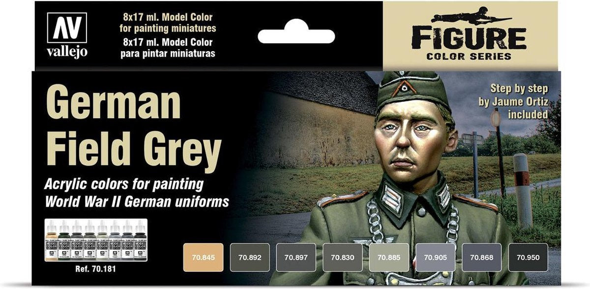 Vallejo Modellfarbe Deutsches Feldgrau – 8 Farben – 17 ml – 70181