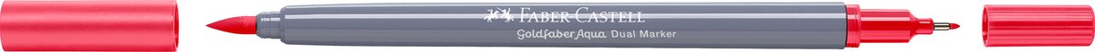 Faber-Castell – Duo-Aquarellmarker Goldfaber – Brillantrot 122 – Pinsel 0,6 mm – FC-164622
