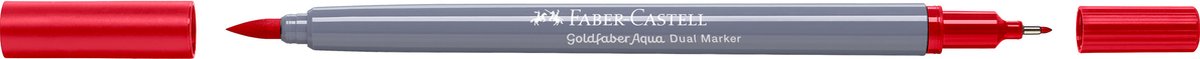 Faber-Castell – Duo-Aquarellmarker – Goldfaber – Geranium Red Bright 121 – Pinsel 0,6 mm – FC-164621