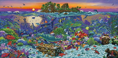 Diamond dotz® Diamond Painting Erwachsene – runde Steine – Komplettpaket – Hobby – – dd18.001 – Tiere – buntes Korallenriff mit Insel 132 x 65 cm