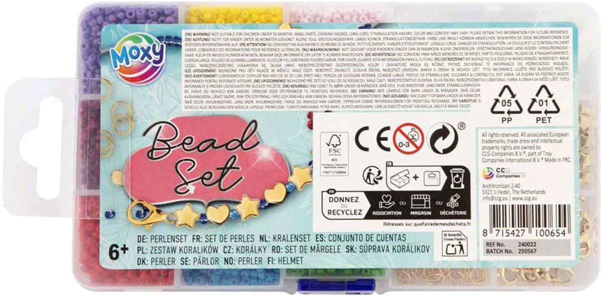 Kreative Bastelgruppe Perlen in Aufbewahrungsbox – 9 Farben + Faden