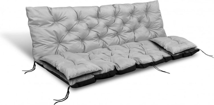 Aio Gartenkissen-Set – Sofakissen 100 x 60 x 50 cm und 2 kleine Kissen 42 x 42 cm – Schaukelbankkissen – Grau