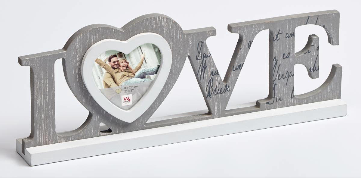 Walther Love - Porträtrahmen aus Holz - Fotogröße 8x 7,7 cm - Grauweiß