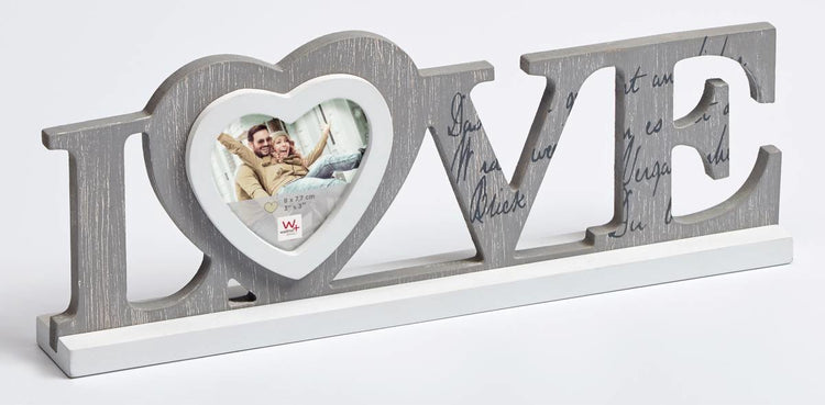 Walther Love - Porträtrahmen aus Holz - Fotogröße 8x 7,7 cm - Grauweiß