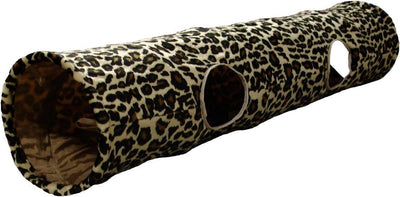 Flamingo-Katzentunnel – Leoparden-Katzentunnel mit Ball – 130x25cm – faltbar mit 4 Eingängen und Knistergeräusch