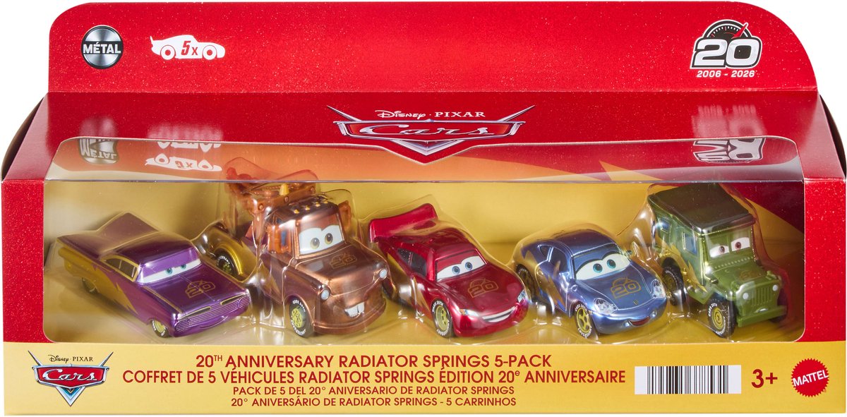 Mattel Disney und Pixar Cars fahren Rennen, um das 20-jährige Jubiläum von Radiator Springs zu feiern – 5er-Set