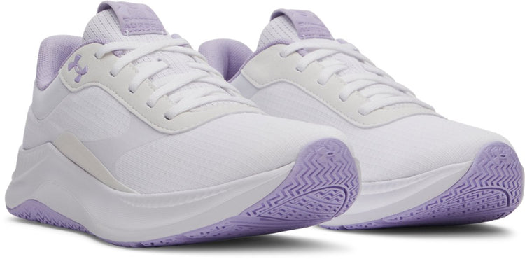 Under Armour UA W Aurora 3-Wht Damen-Sportschuhe – Weiß – Lila Wappen