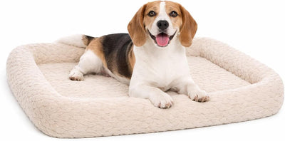 Flamingo-Hundekissen – Hundekorb – Naya rechteckig beige mit Rand 85,5 x 51 cm – extra Halt – luxuriöser Liegekomfort