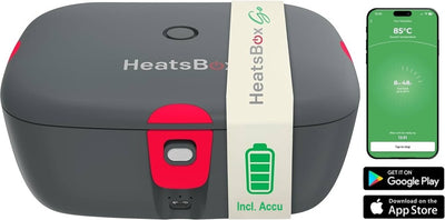 Faitron - heatsbox go - elektrische Lunchbox - mit Batterie - Edelstahl - beheizte Lunchbox - für warme Mahlzeiten - verschiedene Fächer - mit App - 220V
