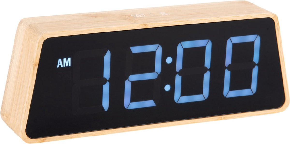 Karlsson Wecker mit Farbwechsel LED – Braun – 4,5 x 19 x 7 cm – modern – Wecker für Schlafzimmer – Wecker